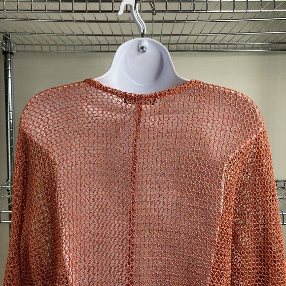 Vintage Jaskar Women's Orange Crochet Open Knit Tunic Top Size M‎ 70’s Vibes - Picture 8 of 9